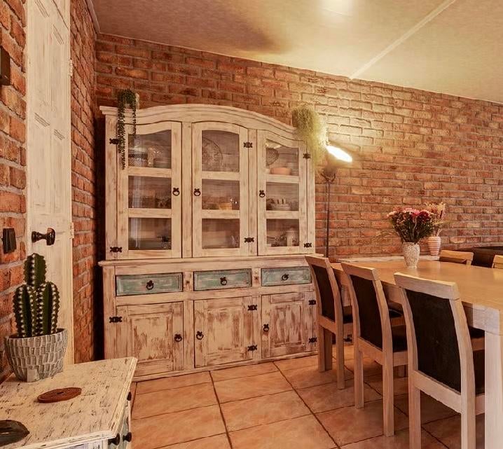 Vintage buffetkast met glazen deuren, Huis en Inrichting, Kasten | Buffetkasten, Gebruikt, Ophalen of Verzenden, Met lade(s), 150 tot 200 cm