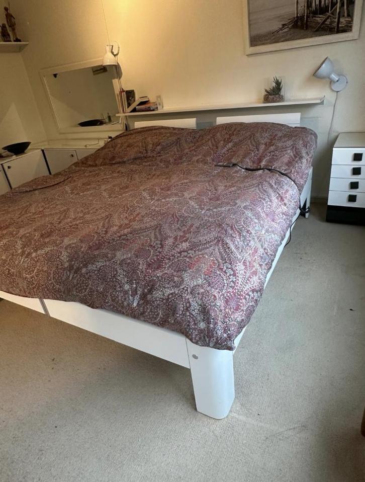 Auping Auronde 1500 Electrisch en deelbaar, Huis en Inrichting, Slaapkamer | Bedden, Gebruikt, Tweepersoons, 180 cm, 200 cm, Hout