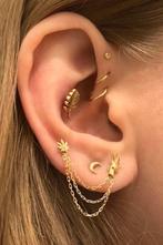 14 karaat gouden oorbel bedel ketting chain box piercing, Sieraden, Tassen en Uiterlijk, Oorbellen, Hangers, Nieuw, Ophalen of Verzenden