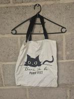 Leuke katoenen shopper met kattenprint, Ophalen of Verzenden, Gebruikt, Wit, Shopper