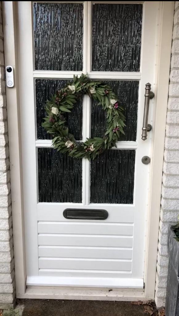 Buitendeur voordeur hardhout  211,5 x 92,5 x 4 met glas, Doe-het-zelf en Verbouw, Deuren en Horren, Zo goed als nieuw, Buitendeur