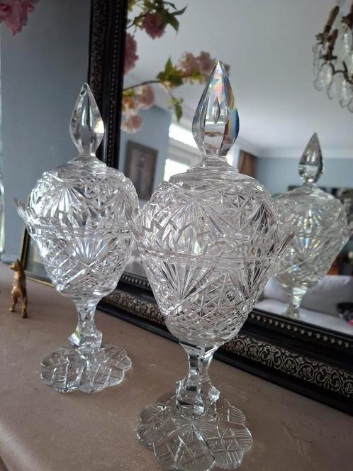 Schitterende antieke vazen kristal geslepen, Antiek en Kunst, Antiek | Glas en Kristal, Ophalen of Verzenden