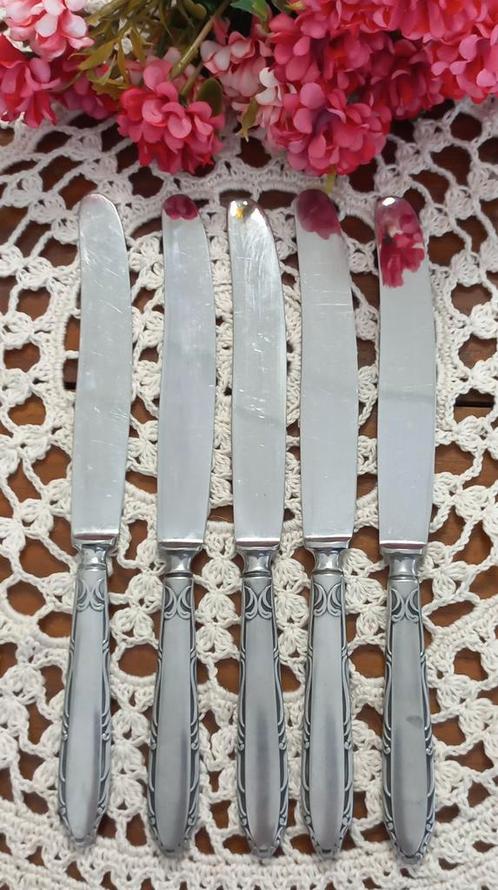 Set van 5 brocante dinermessen, geen kartel, Gero, nr. 517, Huis en Inrichting, Keuken | Bestek, Gebruikt, Rvs of Chroom, Ophalen of Verzenden
