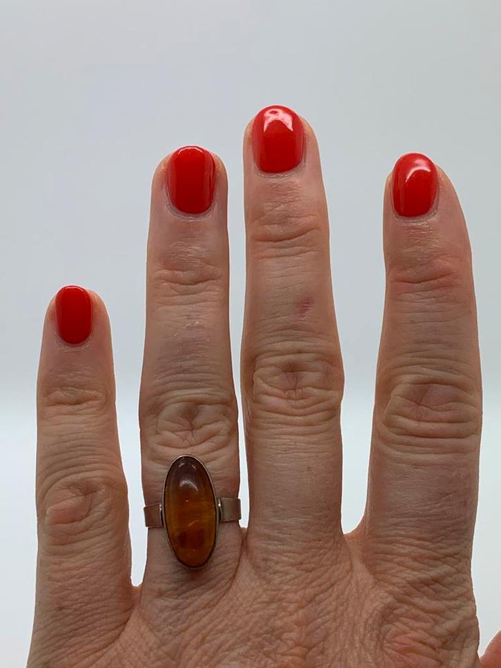 X371 Prachtige zilveren ring fischland maat 17,5, Sieraden, Tassen en Uiterlijk, Antieke sieraden, Ring, Zilver, Met edelsteen