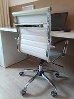 Bureaustoel wit leder chroom, Ophalen, Zo goed als nieuw, Wit