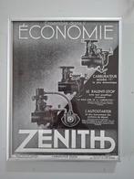 ingelijste Franse vintage advertentie Zenith carburateur, Ophalen of Verzenden, Gebruikt, Reclamebord