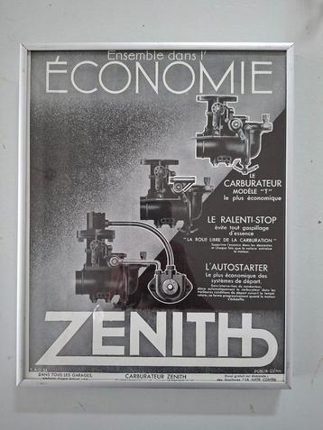 ingelijste Franse vintage advertentie Zenith carburateur  beschikbaar voor biedingen