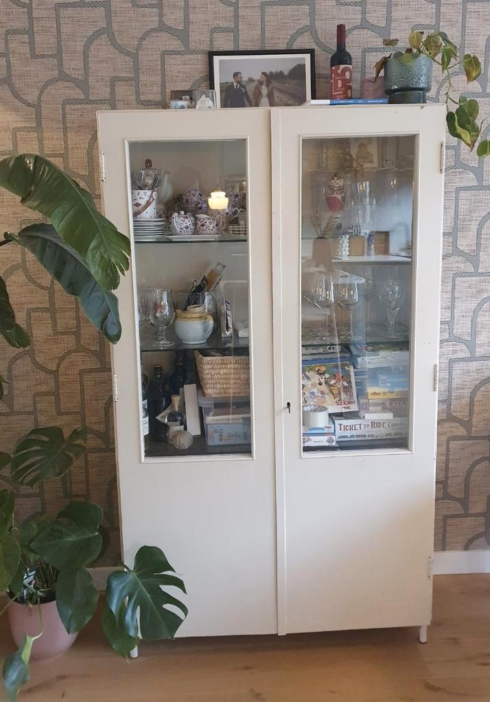 Apothekerskast / servieskast / Vitrinekast kast glas, Huis en Inrichting, Kasten | Vitrinekasten, Gebruikt, 150 tot 200 cm, 50 tot 100 cm