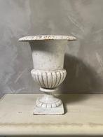 Gietijzer vaas bloempot wit brocante, Gebruikt, Rond, Metaal, Tuin