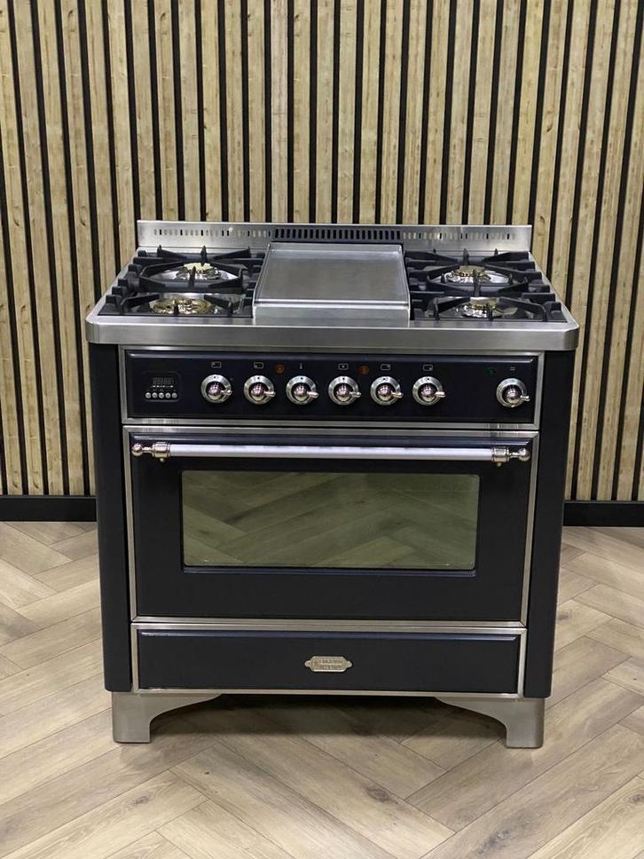 Prachtig Luxe Boretti Majestic Fornuis 90cm + FRYTOP, Witgoed en Apparatuur, Fornuizen, Zo goed als nieuw, Vrijstaand, Gas