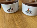 Vintage Aardewerk pot met afbeelding historische fietsen, Ophalen of Verzenden