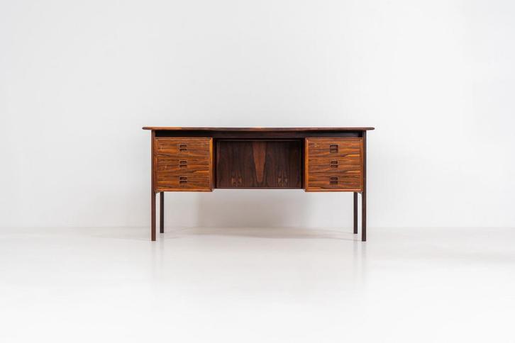 Uitzonderlijk vintage bureau in palissander van E. Brouer, Huis en Inrichting, Bureaus, Zo goed als nieuw, Ophalen of Verzenden