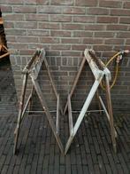 2x Houten schragen, Doe-het-zelf en Verbouw, Ladders en Trappen, Ophalen of Verzenden, Gebruikt, Opvouwbaar of Inschuifbaar, Minder dan 2 meter