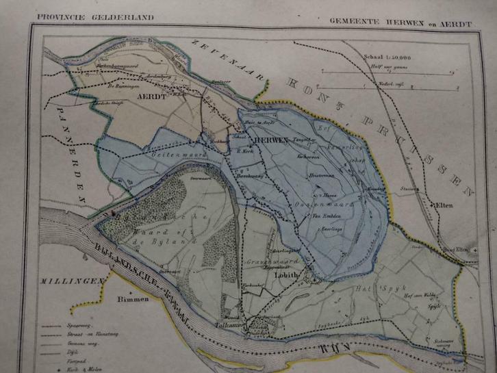 101 / Herwen / Aerdt / Lobith Litho 1867 Kuyper GLD, Antiek en Kunst, Kunst | Litho's en Zeefdrukken, Ophalen of Verzenden