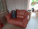 leren bankstel zachtroze 2 en 3 zitsbank, Ophalen, Gebruikt, Rechte bank, Vierpersoons of meer