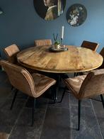Mango Houten Ronde Eettafel - Spinnenpoot, Huis en Inrichting, Tafels | Eettafels, Ophalen, 150 tot 200 cm, Rond, Zo goed als nieuw