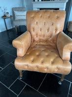 Rivièra Maison Hampton Fauteuil - Tan Leer, Huis en Inrichting, Fauteuils, Ophalen, Gebruikt, Leer, 75 tot 100 cm