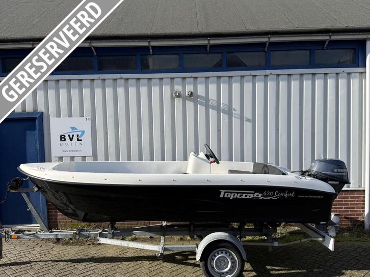 Prachtige Topcraft 420 Comfort sloep met trailer, Watersport en Boten, Sloepen, Gebruikt, 10 tot 30 pk, 3 tot 6 meter, Buitenboordmotor