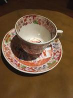 Antiek Engelse (?) porseleinen koffiekop en schotel, Verzamelen, Ophalen of Verzenden, Gebruikt, Porselein, Kop en/of schotel