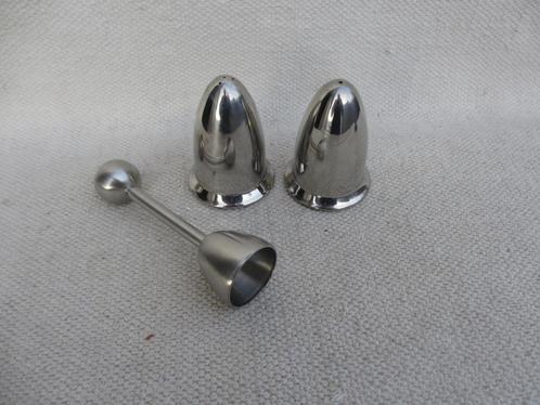 Vintage Chrome Peper & Zoutvaatje Deens design '70, Huis en Inrichting, Keuken | Keukenbenodigdheden, Zo goed als nieuw, Ophalen of Verzenden