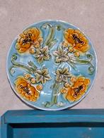 Oude antieke Franse Majolica Barbotine bord schotel, Antiek en Kunst, Ophalen of Verzenden