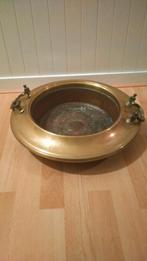 Koperen brassero kastanje pofschaal schaal met handvatten, Ophalen