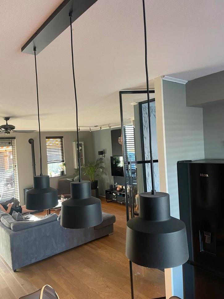 Moderne Hanglamp met 3 Lampen, Huis en Inrichting, Lampen | Hanglampen, Zo goed als nieuw, 75 cm of meer, Metaal, Ophalen of Verzenden