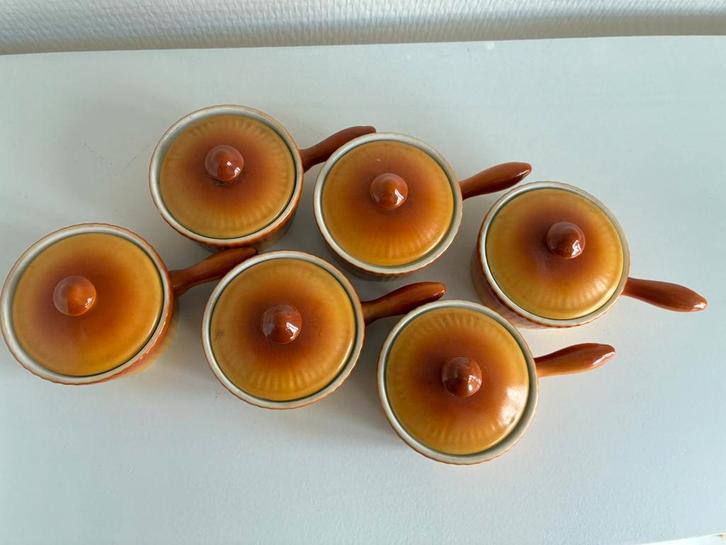 Set van 6 Ramekines  Parafue Maastricht oranje, Antiek en Kunst, Antiek | Servies los, Ophalen of Verzenden