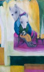 Liefdevolle Moeder Muis met Kind - Olieverfschilderij, Antiek en Kunst, Ophalen of Verzenden