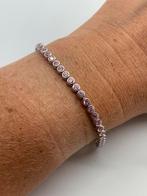 X621 Prachtige zilveren tennisarmband roze steen, Ophalen of Verzenden, X, Zilver, Zilver