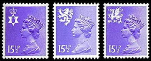 REGIONALS E.II. 15½p. Decimal Machin frankeerzegels, 3 Varië, Postzegels en Munten, Postzegels | Europa | UK, Postfris, Verzenden