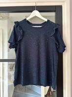 Blauwe top met broderie, maat L, Ophalen of Verzenden, Zo goed als nieuw, Maat 42/44 (L), Blauw