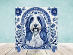 Bearded Collie Delfts Blauwe tegel incl houder, Ophalen of Verzenden, Nieuw