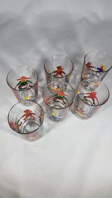 Vintage glazen – set van 6 met kindermotief beschikbaar voor biedingen