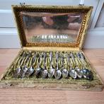 Set Antieke Zilveren Theelepels 12 stuks in Cassette, Antiek en Kunst, Ophalen of Verzenden