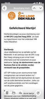 Startbewijs halve marathon CPC loop Den Haag 2026, Eén persoon