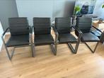4 Eetkamerstoelen - Haco Wonen - Antracietgrijs leer&metaal, Huis en Inrichting, Stoelen, Ophalen, Zo goed als nieuw, Leer, Vijf, Zes of meer stoelen
