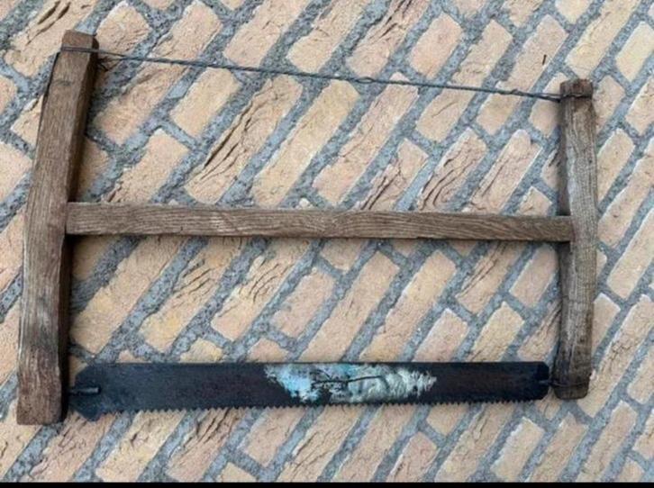 Oude Spanzaag met Beschildering, Antiek en Kunst, Antiek | Gereedschap en Instrumenten, Ophalen of Verzenden