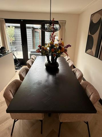 Grote eettafel met 8 heerlijke stoelen beschikbaar voor biedingen