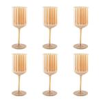 Set van 6 Gouden Wijnglazen – Marie Design – 21,3 cm Hoog, Glas of Glazen, Verzenden, Nieuw, Glas