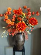 Xxl boeket zijde bloemen oranje koper kleur met vaas, Ophalen, Nieuw