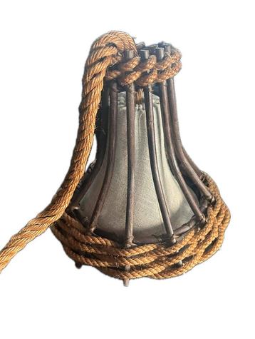 Vintage hanglamp jaren 60 jute touw bamboe Manou Japandi beschikbaar voor biedingen