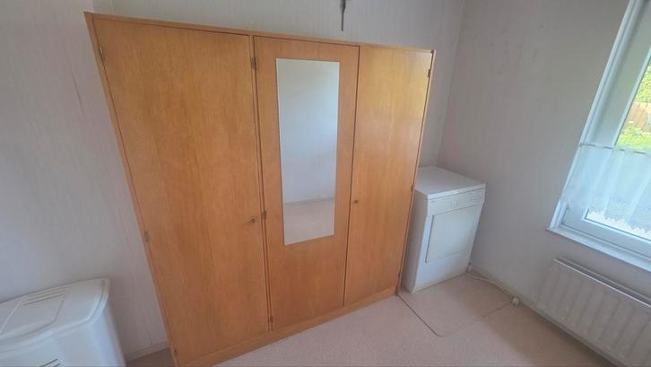 Gratis! Houten kledingkast hang leg met spiegel, Huis en Inrichting, Kasten | Kledingkasten, Gebruikt, 150 tot 200 cm, 150 tot 200 cm