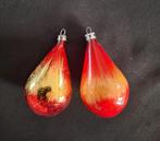 2 ouderwetse kerstballen peervorm, Ophalen of Verzenden, Gebruikt