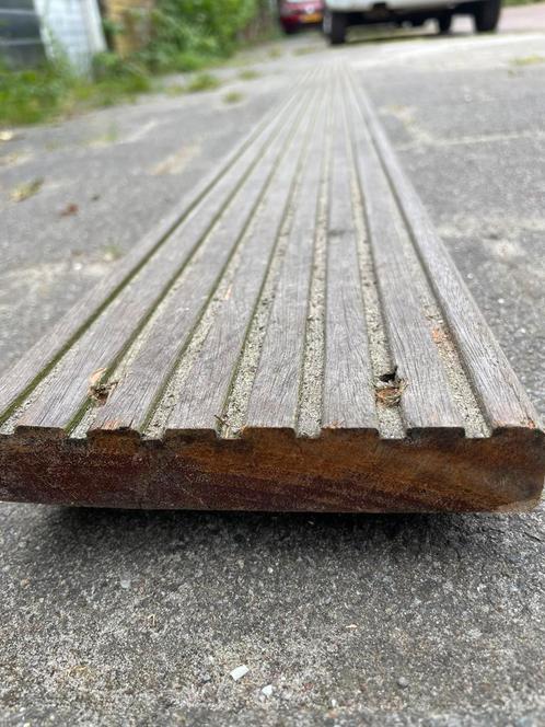 Hardhouten vlonderplanken Bankirai dikte 25 mm , ruim 21 m2, Tuin en Terras, Terrasdelen en Vlonders, Zo goed als nieuw, Hout