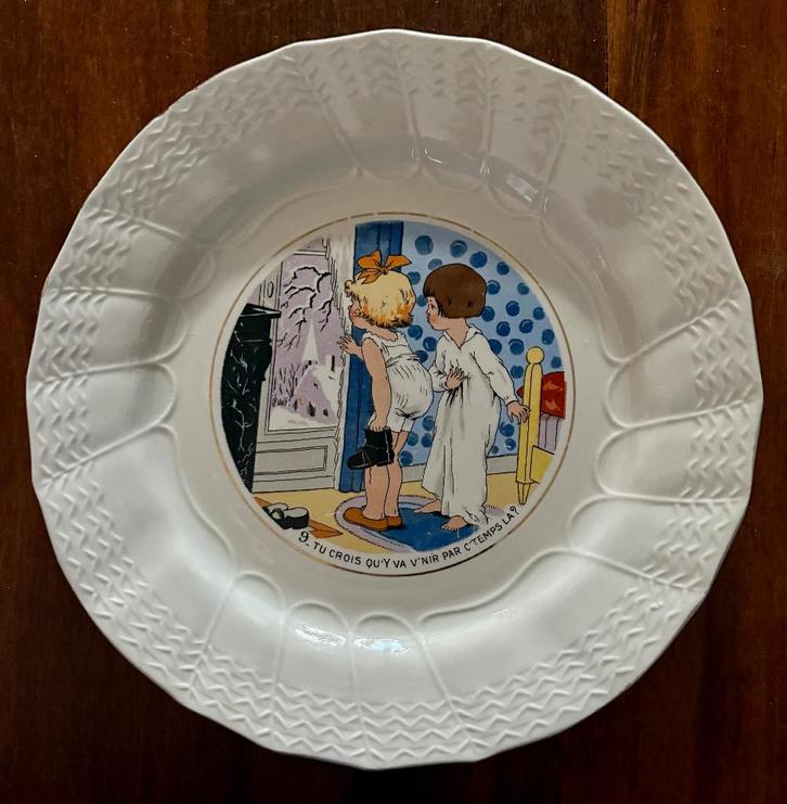 Sarreguemines, rond bord, 20 cm doorsnede, Antiek en Kunst, Curiosa en Brocante, Ophalen of Verzenden