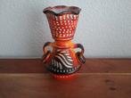 Retro vintage vaasje oranje met ringen 17 cm, Ophalen of Verzenden