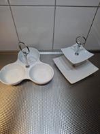 Schaaltje & Etagere - Porselein met Metalen Ring, Huis en Inrichting, Keuken | Servies, Gebruikt, Ophalen of Verzenden, Schaal of Schalen