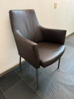 Eetkamer stoelen 4 stuks van leer met rvs poten, Bruin, Leer, Ophalen of Verzenden, Zo goed als nieuw