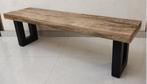 Mangohouten eettafelbank 160-220cm, zwarte x of u-poten, Ophalen, Minder dan 50 cm, Nieuw, 150 tot 200 cm